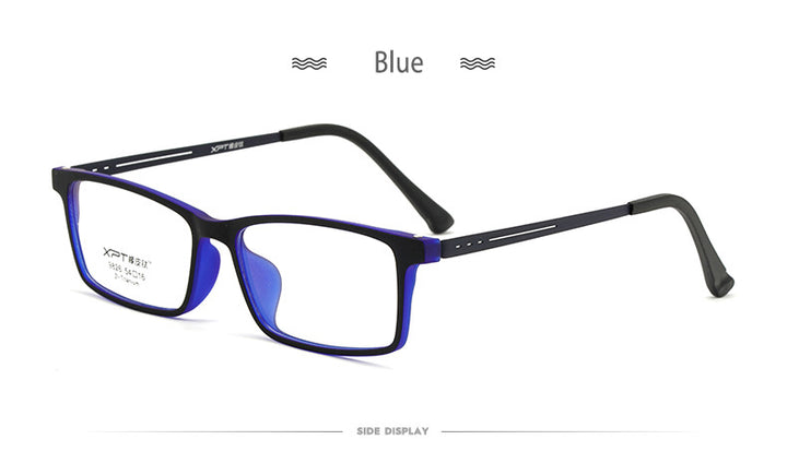 Hotony Unisex Full Rim Rectangle TR 90 Resin B Titanium Frame Eyeglasses 9826 Full Rim Hotony