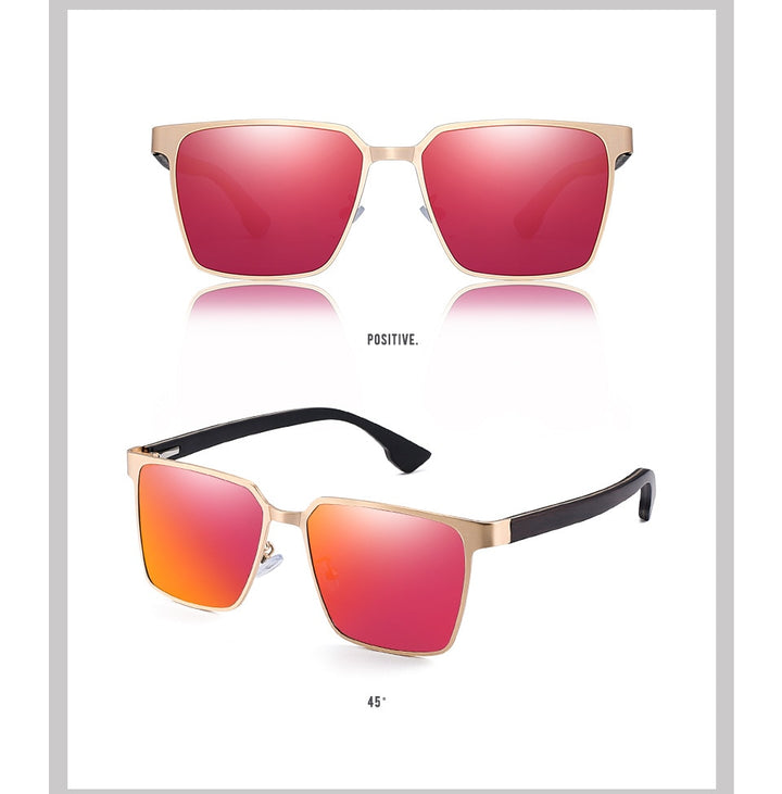 Yimaruili Men's Full Rim Square Wood/Stainless Steel Frame Polarized Lens Sunglasses 8037 Sunglasses Yimaruili Sunglasses
