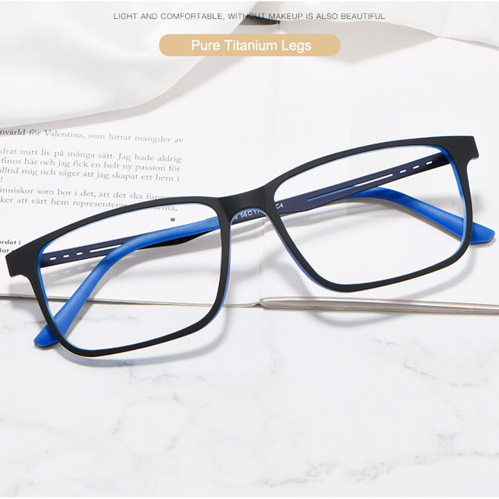 Hotony Unisex Full Rim TR 90 Square Frame Titanium Temple Eyeglasses 8838 Full Rim Hotony