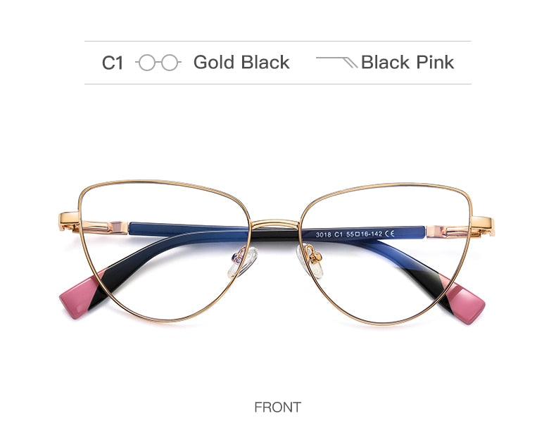 Hotochki Women's Full Rim Cat Eye Alloy Frame Eyeglasses 3018 Full Rim Hotochki