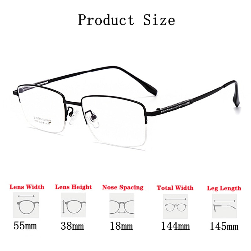 Yimaruili Men's Semi Rim β Titanium Frame Eyeglasses 1052 Semi Rim Yimaruili Eyeglasses