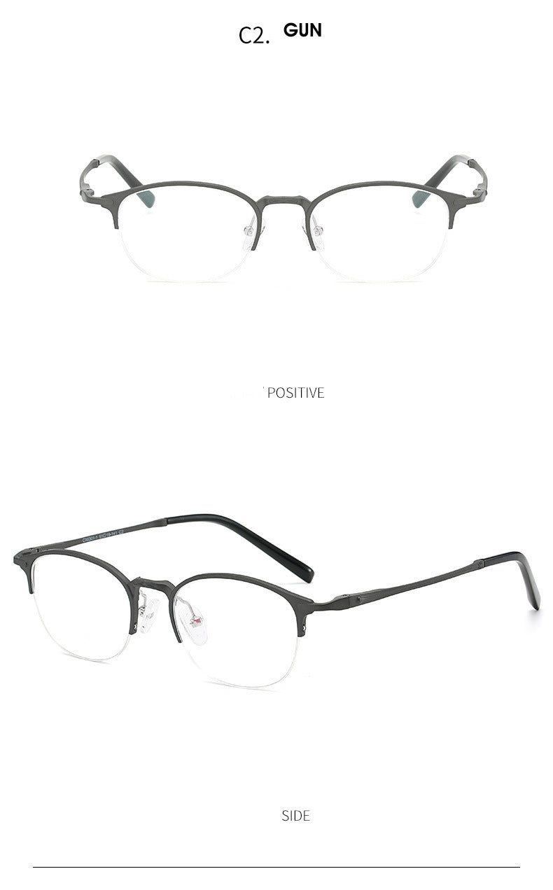 Hdcrafter Unisex Semi Rim Round TR 90 Titanium Frame Eyeglasses 6301 Semi Rim Hdcrafter Eyeglasses