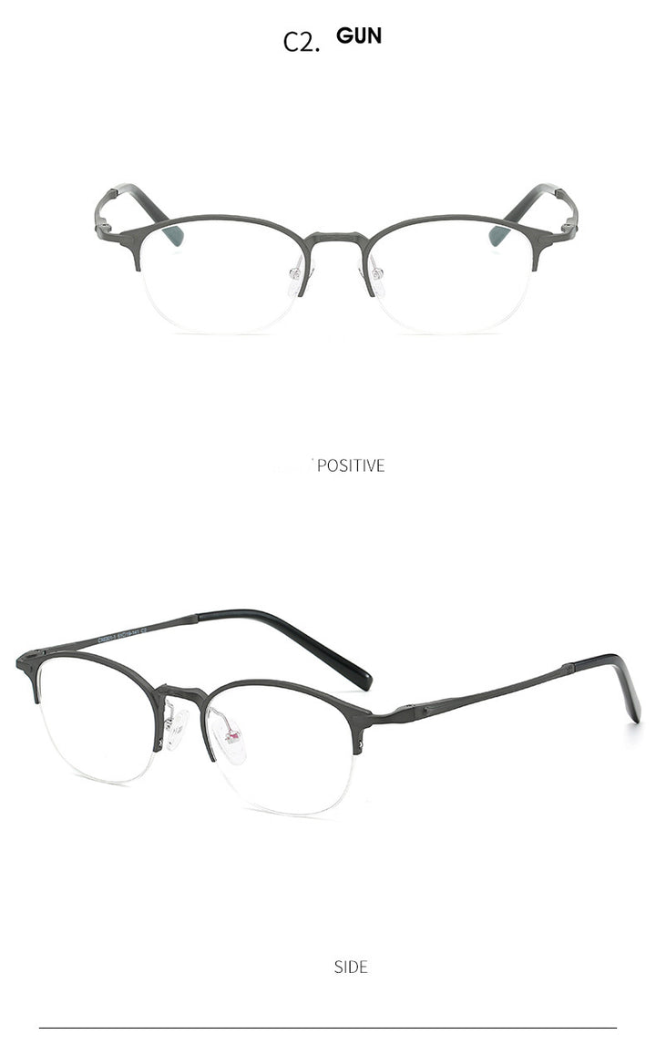 Hdcrafter Unisex Semi Rim Round TR 90 Titanium Frame Eyeglasses 6301 Semi Rim Hdcrafter Eyeglasses