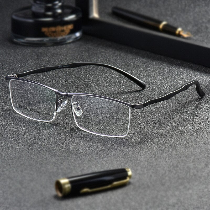 Gmei Men's Eyeglasses Browline Half Rim Metal Alloy S61007 Semi Rim Gmei Optical
