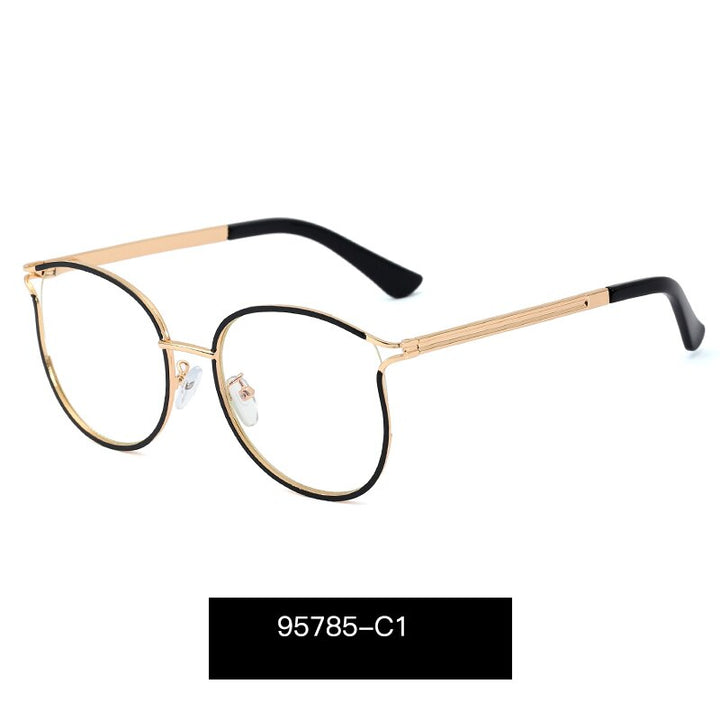 Hotony Women's Full Rim Round Cat Eye TR 90 Alloy Frame Eyeglasses 95785 Full Rim Hotony C1