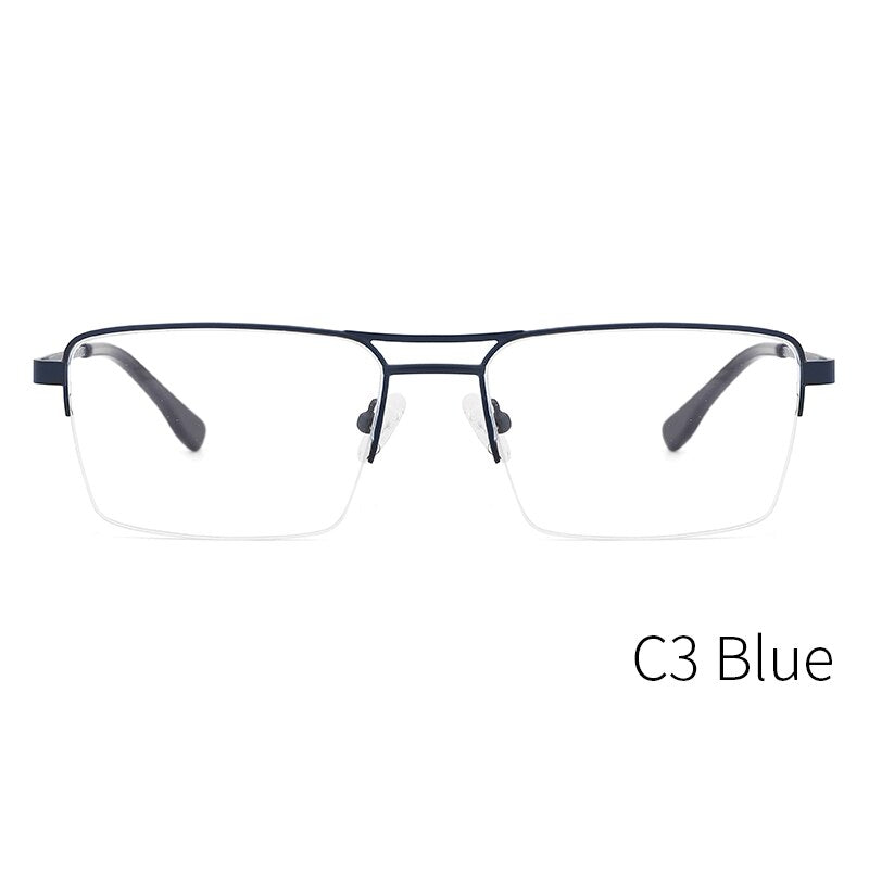 Kansept Men's Semi Rim Square Double Bridge Stainless Steel Frame Eyeglasses Me2360 Semi Rim Kansept ME2360C3