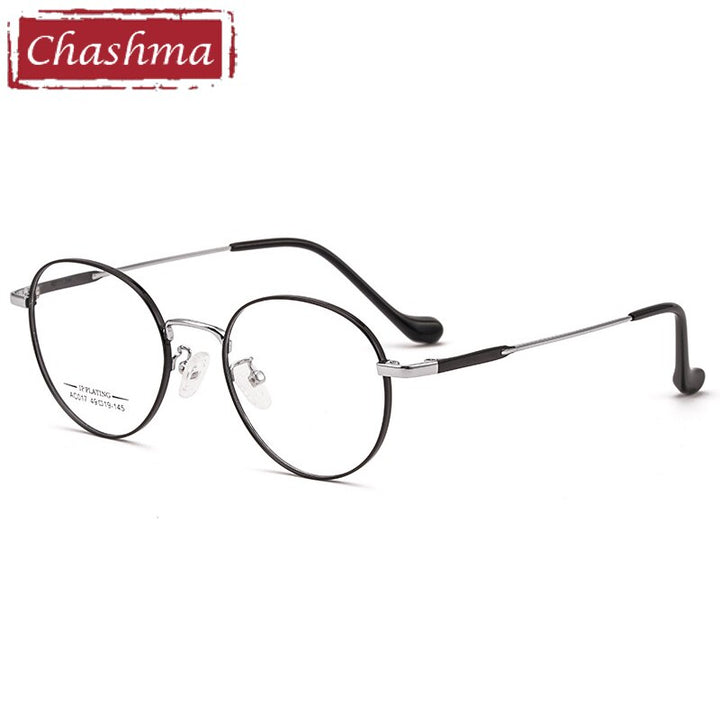 Chashma Ottica Unisex Full Rim Oval Stainless Steel Eyeglasses A017 Full Rim Chashma Ottica Black Silver