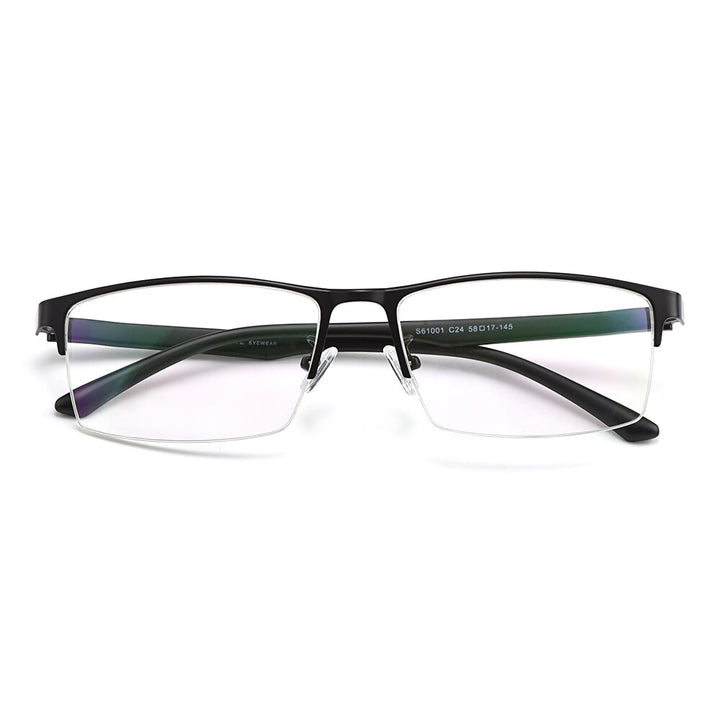 Gmei Men's Semi Rim Square Tr 90 Alloy Eyeglasses S61001 Semi Rim Gmei Optical