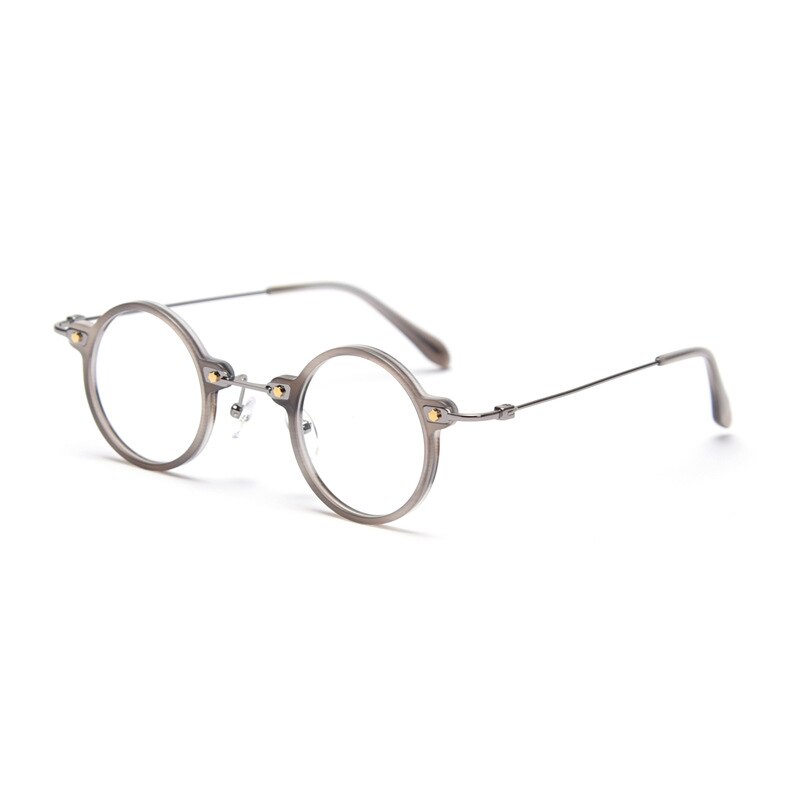 CCspace Unisex Full Rim Roud Acetate Frame Eyeglasses 49811 Full Rim CCspace C5Gray-Stripe