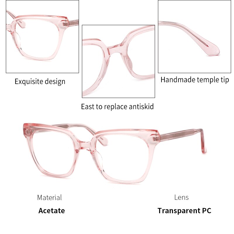 Kansept Women's Full Rim Cat Eye Acetate Alloy Frame Eyeglasses Me1202 Full Rim Kansept