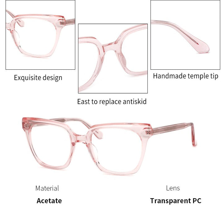 Kansept Women's Full Rim Cat Eye Acetate Alloy Frame Eyeglasses Me1202 Full Rim Kansept