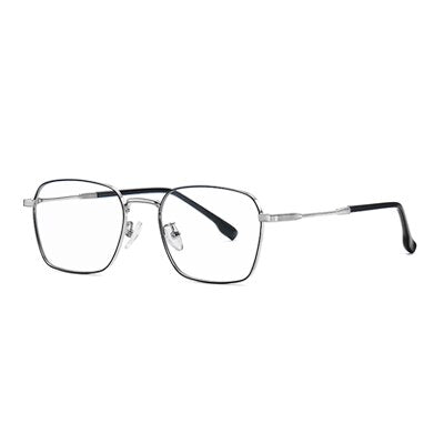 Ralferty Unisex Full Rim Irregular Square Alloy Eyeglasses D220 Full Rim Ralferty C42 Black Silver