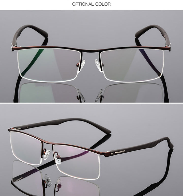 Reven Jate Unisex Semi Rim Square Tr 90 Alloy Eyeglasses P8831 Semi Rim Reven Jate