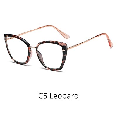 Ralferty Women's Eyeglasses Cat Eye TR90 Anti Blue Light D605 Full Rim Ralferty C5 Leopard