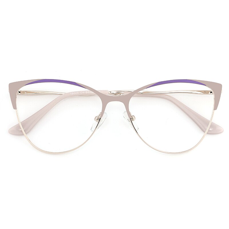 Laoyehui Women's Eyeglasses Cat Eye Alloy Frame 18026 Full Rim Laoyehui Pink