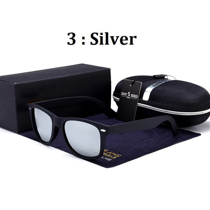 Hdcrafter Unisex Full Rim Square Acetate Frame Polarized Sunglasses 2140 Sunglasses HdCrafter Sunglasses Silver