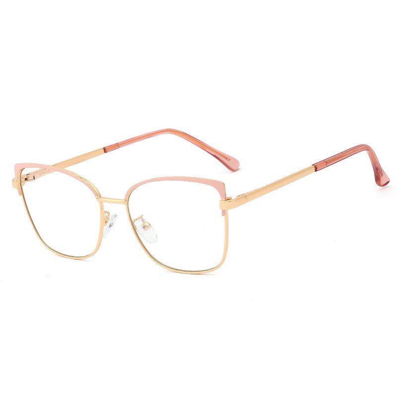CCspace Women's Full Rim Square Cat Eye Alloy Frame Eyeglasses 48266 Full Rim CCspace C2Pink