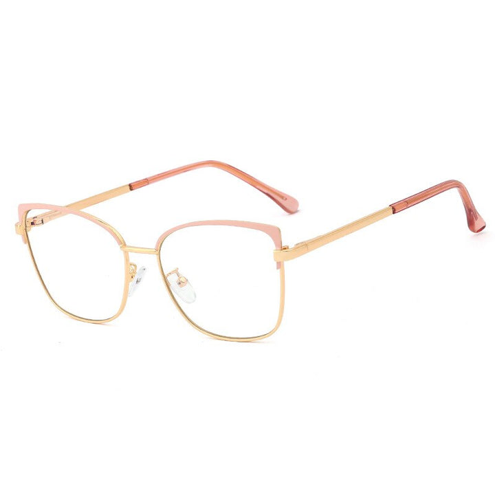 CCspace Women's Full Rim Square Cat Eye Alloy Frame Eyeglasses 48266 Full Rim CCspace C2Pink