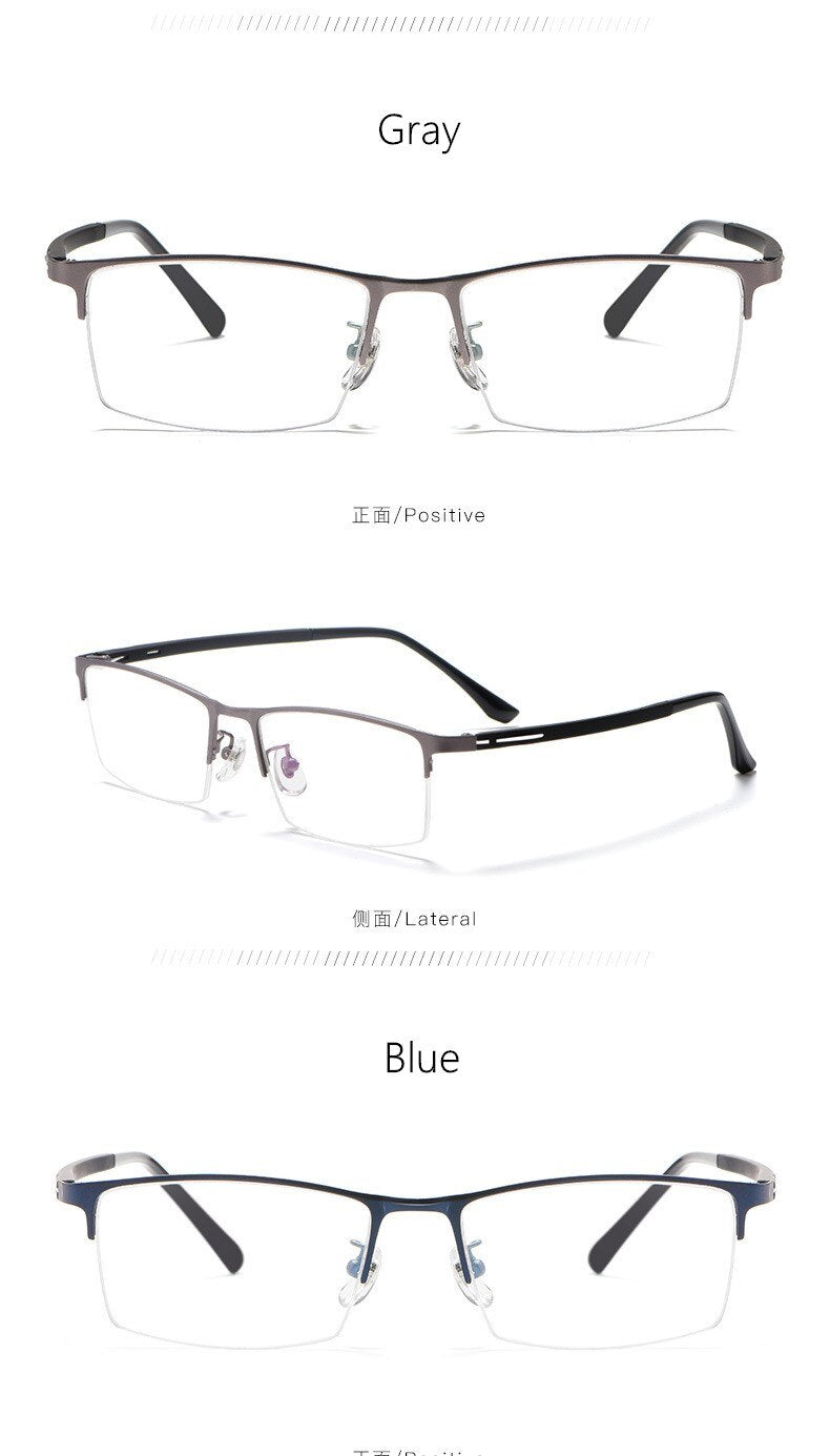 Yimaruili Unisex Semi Rim Titanium Alloy Frame Eyeglasses P9916 Semi Rim Yimaruili Eyeglasses
