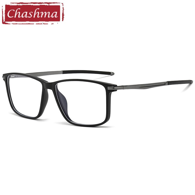 Chashma Ottica Men's Full Rim Square Tr 90 Aluminum Magnesium Sport Eyeglasses Sport Eyewear Chashma Ottica Black Gray  