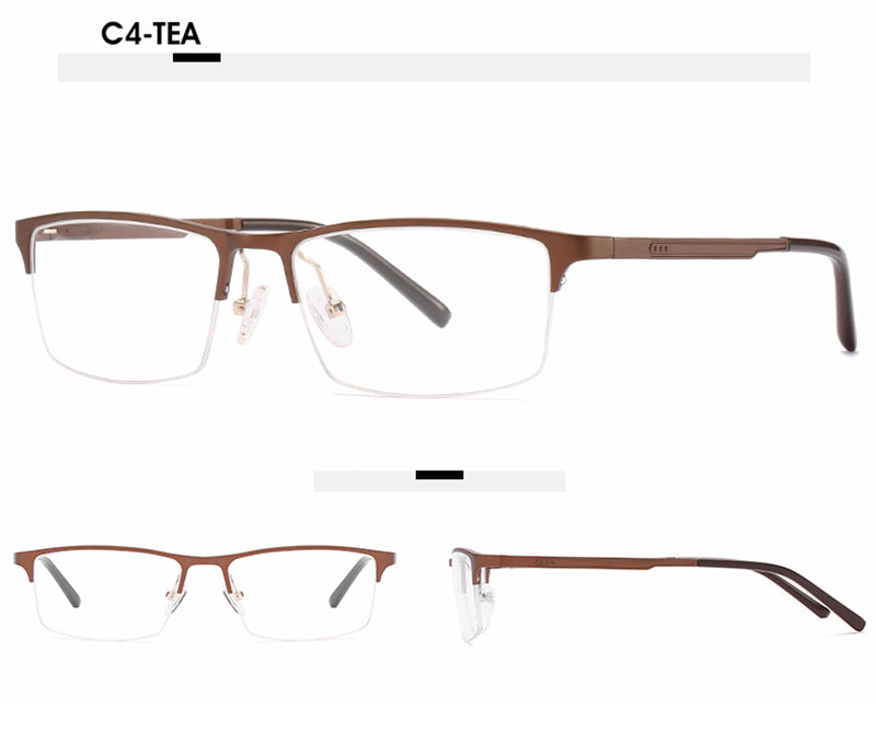 Hotony Unisex Semi Rim Square Alloy Frame Eyeglasses CX6342 Semi Rim Hotony