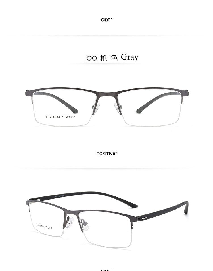 Men's Semi Rim Alloy Frame Eyeglasses 61004 Semi Rim Bclear