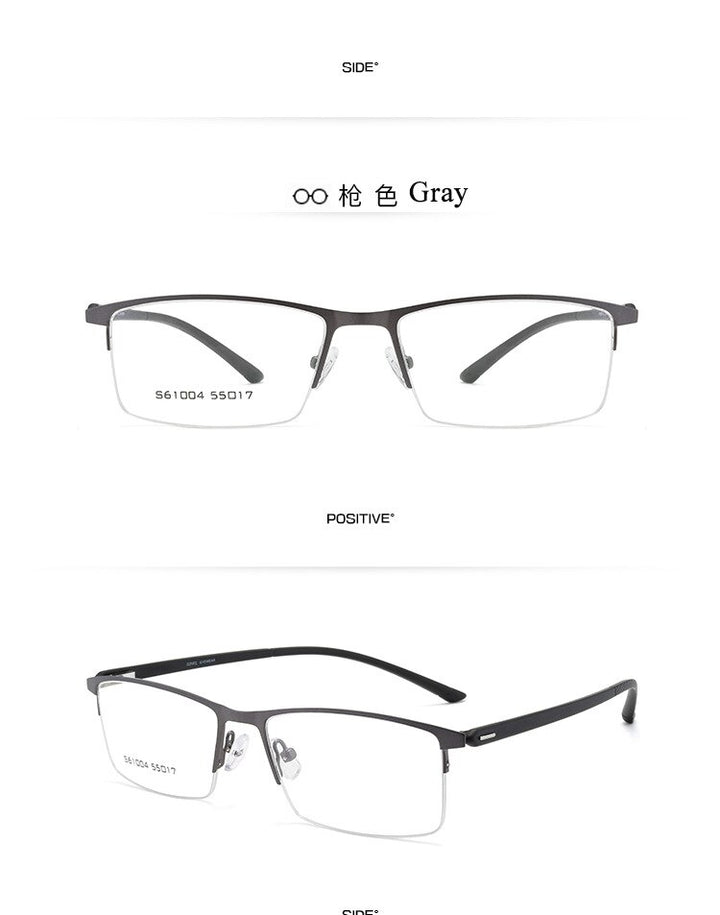 Men's Semi Rim Alloy Frame Eyeglasses 61004 Semi Rim Bclear