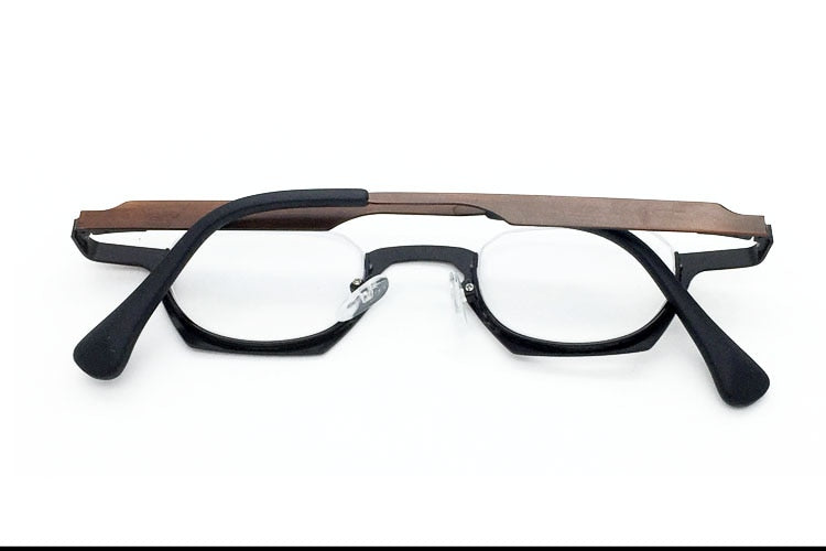 Yujo Unisex Semi Rim Bottom Square Alloy Reading Glasses Y038 Reading Glasses Yujo