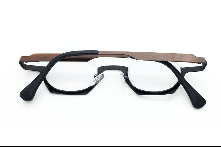 Yujo Unisex Semi Rim Bottom Square Alloy Reading Glasses Y038 Reading Glasses Yujo
