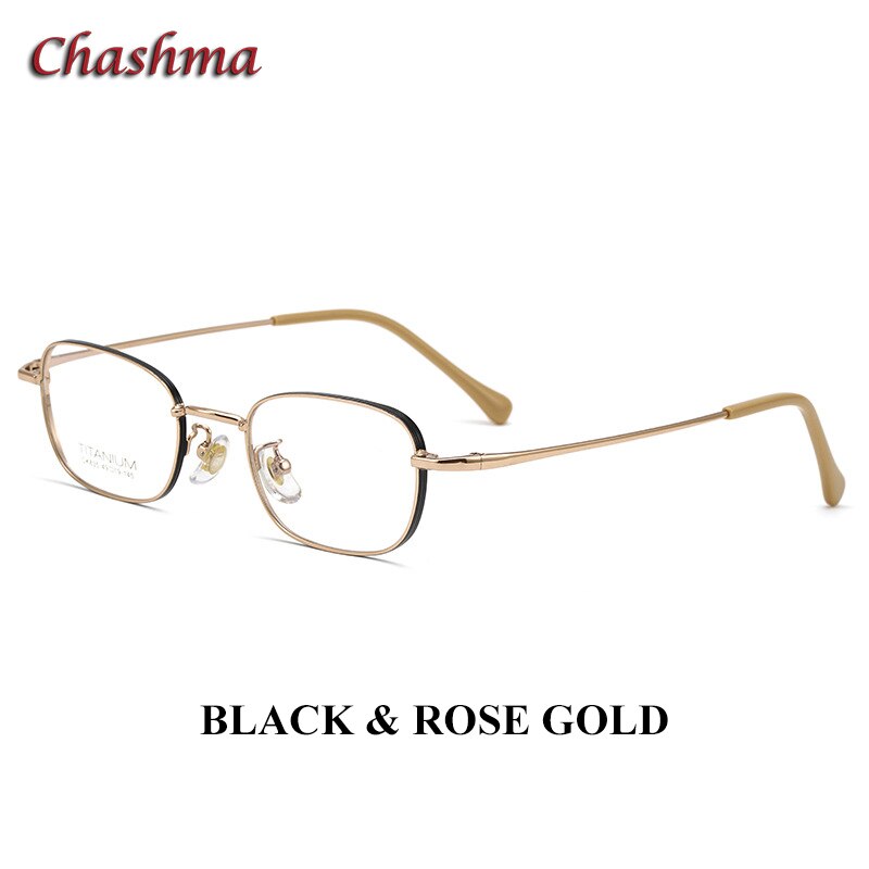 Chashma Ottica Unisex Full Rim Square Titanium Eyeglasses 835 Full Rim Chashma Ottica Black Rose Gold