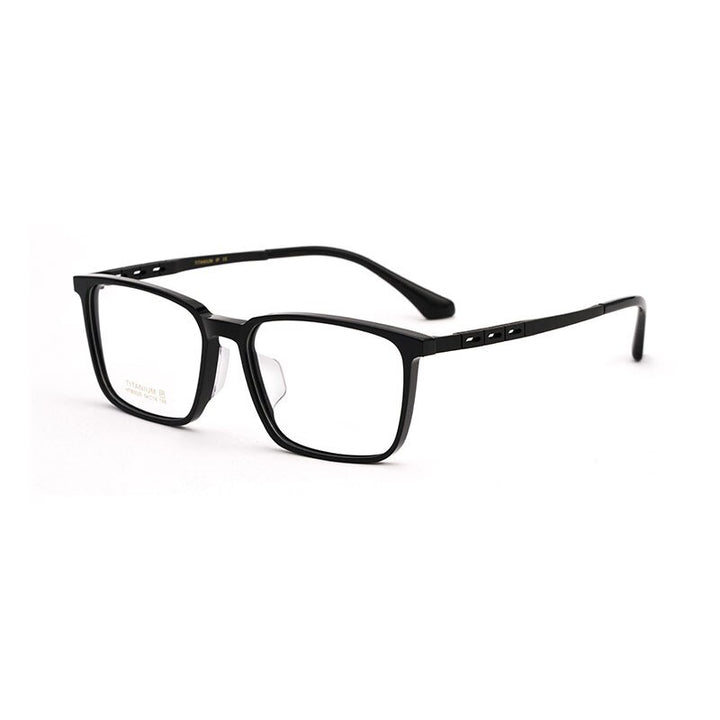 Hotony Men's Full Rim TR 90 Resin Titanium Square Frame Eyeglasses 5020 Full Rim Hotony black