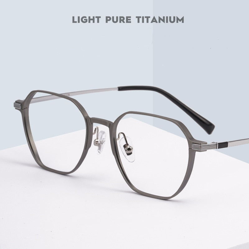 Yimaruili Unisex Full Rim Aluminum Magnesium Polygonal Frame Eyeglasses 5052 Full Rim Yimaruili Eyeglasses