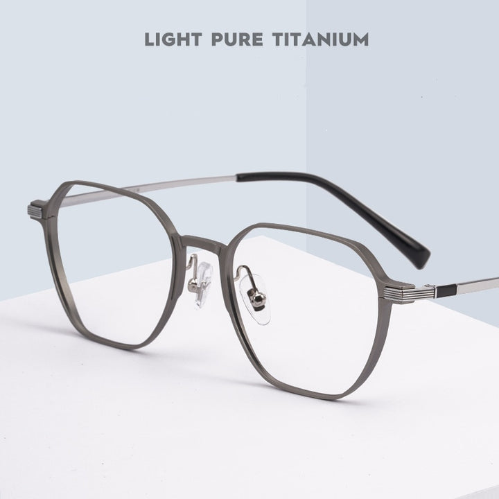 Yimaruili Unisex Full Rim Aluminum Magnesium Polygonal Frame Eyeglasses 5052 Full Rim Yimaruili Eyeglasses