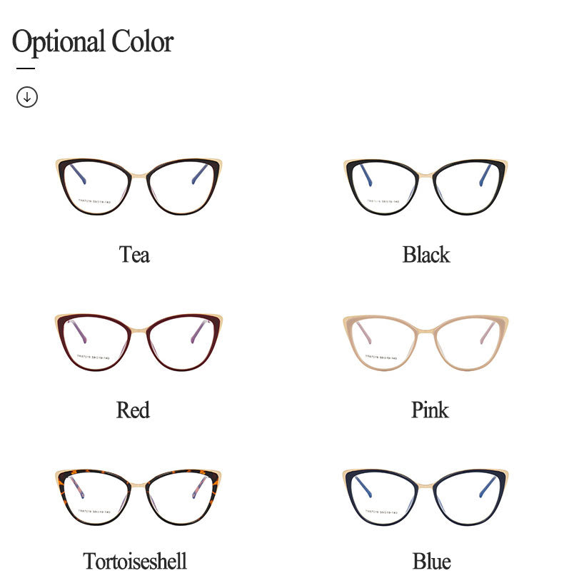 Hotony Women's Full Rim Cat Eye TR 90 Resin Alloy Frame Eyeglasses 7019 Full Rim Hotony