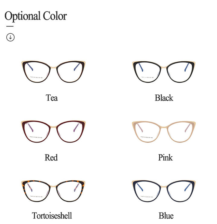 Hotony Women's Full Rim Cat Eye TR 90 Resin Alloy Frame Eyeglasses 7019 Full Rim Hotony