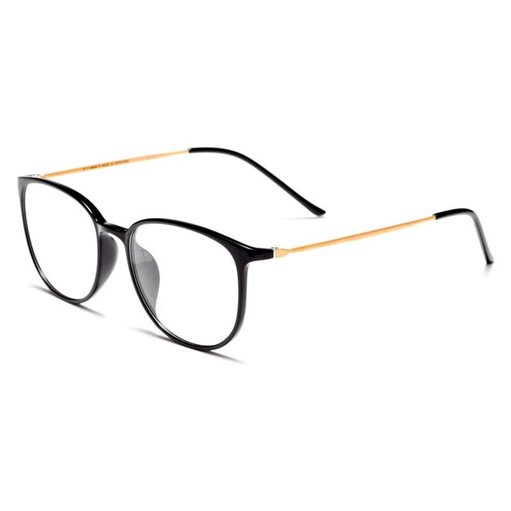 Yimaruili Unisex Full Rim β Titanium Frame Eyeglasses 2212B Full Rim Yimaruili Eyeglasses Black gold