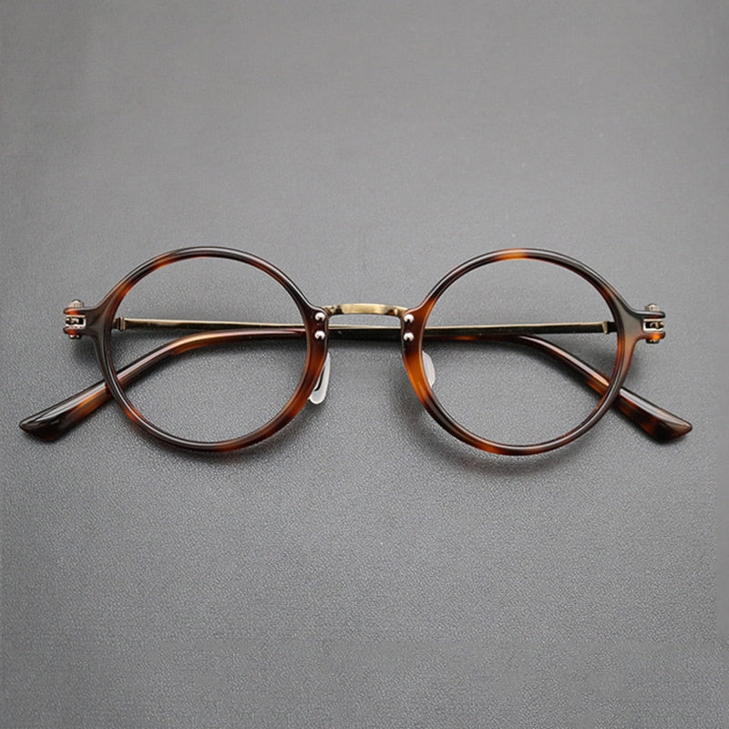 Gatenac Unisex Full Rim Round Titanium Acetate Frame Eyeglasses Gxyj696 Full Rim Gatenac Tortoise
