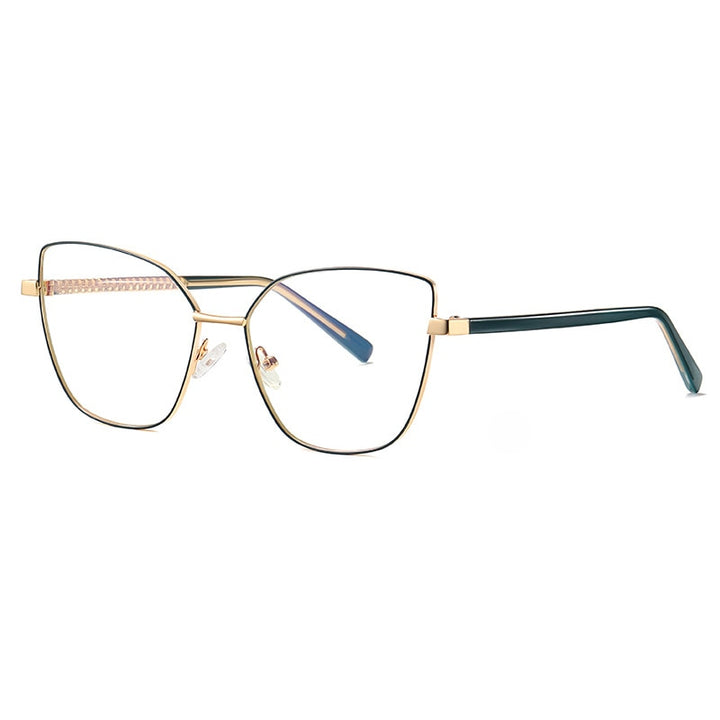 CCspace Unisex Full Rim Square Cat Eye Alloy Frame Eyeglasses 49081 Full Rim CCspace C6Green