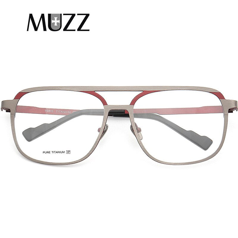Muzz Unisex Full Rim Square Double Bridge Titanium Frame Eyeglasses T7036 Full Rim Muzz C3