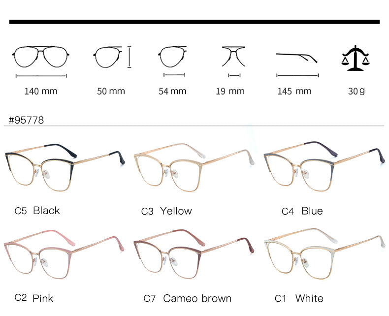 Hotony Women's Full Rim Cat Eye TR 90 Resin Alloy Frame Eyeglasses 95778 Full Rim Hotony