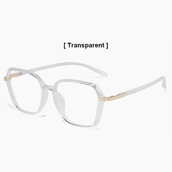 Hotony Women's Full Rim Geometric Acetate Frame Eyeglasses 1530 Full Rim Hotony Transparent