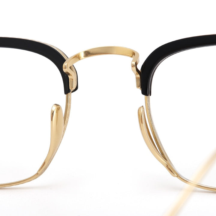 Muzz Men's Full Rim Square Titanium Acetate Frame Eyeglasses 1112 Full Rim Muzz