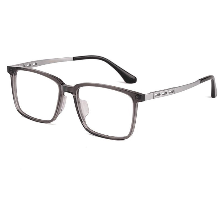 Yimaruili Men's Full Rim Titanium Frame Eyeglasses HT5022B Full Rim Yimaruili Eyeglasses Transparent Gray