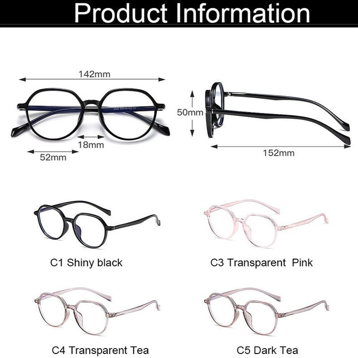 Hotony Unisex Full Rim Polygon Round Acetate Eyeglasses 2022 Full Rim Hotony   