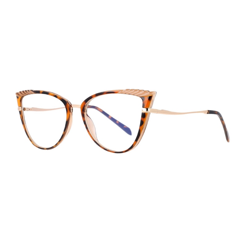 CCspace Women's Full Rim Cat Eye Tr 90 Titanium Frame Eyeglasses 53191 Full Rim CCspace Leopard