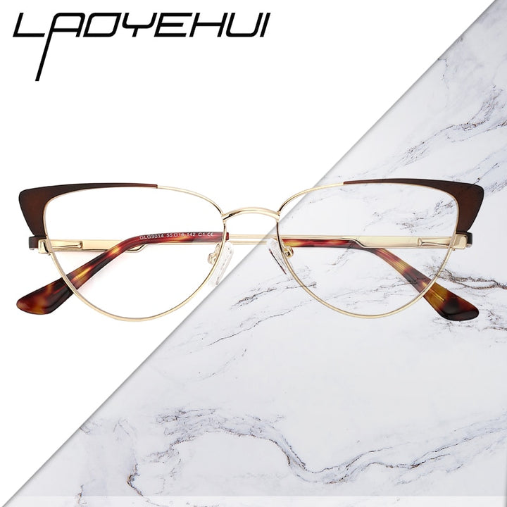 Laoyehui Women's Eyeglasses Cat Eye Alloy Frame 9014 Full Rim Laoyehui