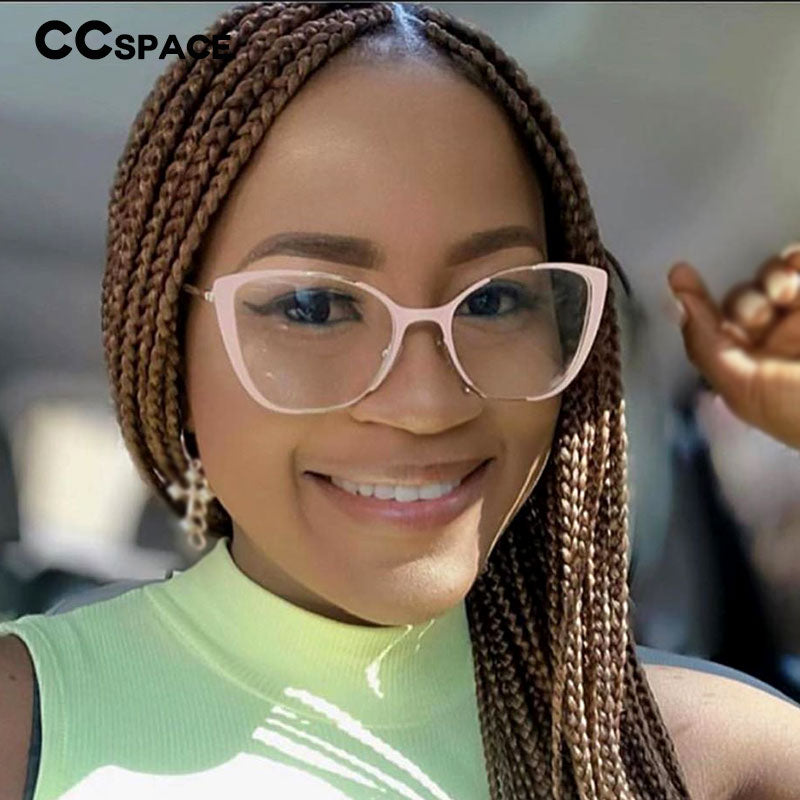 CCspace Unisex Semi Rim Cat Eye Alloy Frame Eyeglasses 45955 Semi Rim CCspace