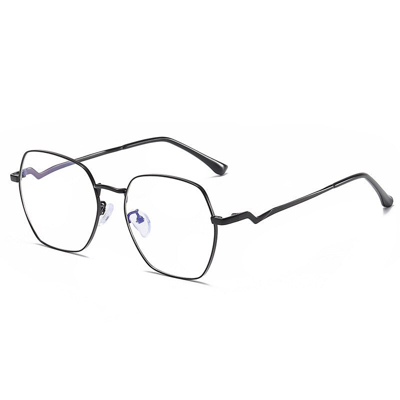 Handoer Women's Full Rim Irregular Polygon Alloy Tr 90 Eyeglasses 1910 Full Rim Handoer Black