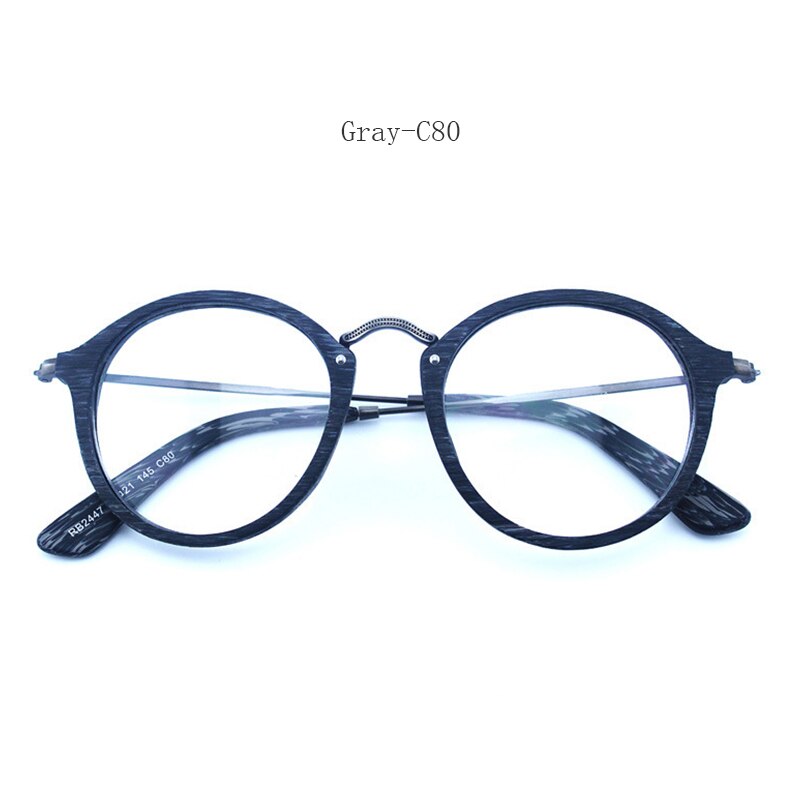 Hdcrafter Unisex Full Rim Round Wood Frame Eyeglasses Rb2447 Full Rim Hdcrafter Eyeglasses Grey