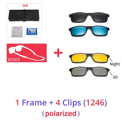 Ralferty Women's Full Rim Square Acetate Reading Glasses Clip On Sunglasses A2503 Reading Glasses Ralferty 1 Frame4 Clips 1246 Anti blue 0 Degree